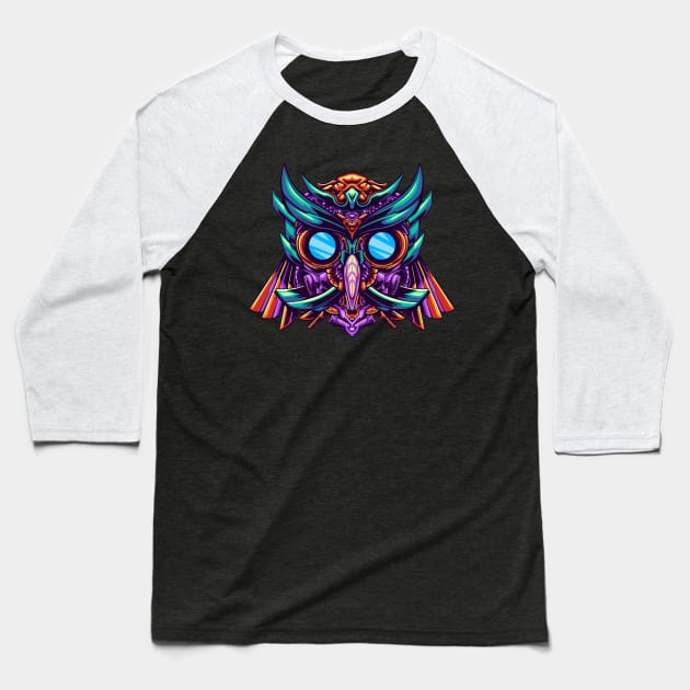 mecha owl head illustration Baseball T-Shirt by Invectus Studio Store